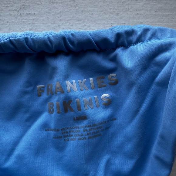 ~Frankies Bikinis Tia Terry Ribbed Tie Thong Bikini Bottoms Large~ - Picture 3 of 6